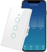 [UanTii] Smart Switch Tuya WiFi Switch Alexa Switch Timing Schedule Wireless Switch, Compatible with Alexa, Works with Google Home (White, 3-Gang)