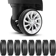 [NEDLON] 8-Piece Luggage Wheel Covers - Colorful Portable Silicone Suitcase Wheel Protectors for Most 8 Caster Spinner Accessories (A)