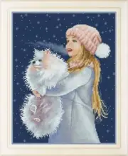 Cross stitch kit Girl with Spitz 21x27cm Aida 16ct embroidery needlepoint kit