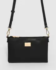 Black Peta Strap Crossbody Bag