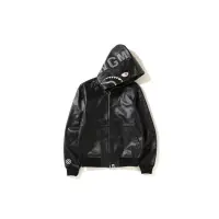 在飛比找蝦皮購物優惠-BAPE Leather SHARK hoodie jack