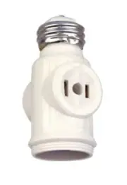 Eaton 715-3W-SP Socket Adapter White *NEW* Lamp Socket 2-prong receptacle