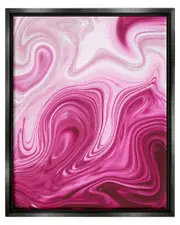 Pink Marble Abstract Swirls Framed Floater Canvas Wall Art by Martina Pavlova