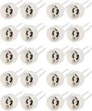 Hsthe Sea Pack of 20 GU10 Ceramic Socket Lamp Holder with Silicone Wire Light Bulb Plug Lamp Holder for LED and Halogen