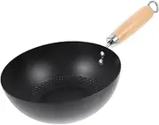 DINHEAROM Traditional Wrought Small Wok Frying Pan for Household Cooking Japanese Style Kitchenware Easy to Handle Cooking Pot for Gas Stoves