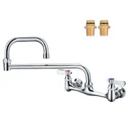 Commercial Sink Folding Faucet with 18" Swivel Jointed Spout, Dual Handles Wa...