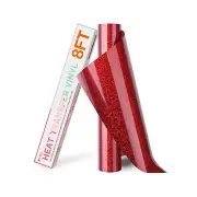 HTVRONT Red Glitter HTV Vinyl Roll - 10" x 8ft Red Glitter Iron on Vinyl for ...
