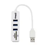 Multi USB 2.0 Hub USB Splitter High Speed 5 Ports Hab TF SD Card Reader All In One For PC Computer Accessories - White