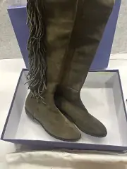 Stuart Weitzman 5050 Knee High Fringe Suede Green Boots EU38