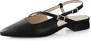 [Ankis] Slingback Flats for Women 1Inch Low Heels Closed Pointed Toe Ankle Strap Pumps Comfortable Walking Wedding Party Dress Shoes