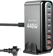 440W USB C Charger, 100W GaN Charger, 8-Port Fast Charging Station Compatible with MacBook Pro/Air, Laptop, iPad, iPhone 16/15/14/13/12/11, Samsung Galaxy S24/S23, Pixel, Huawei, Steam Deck
