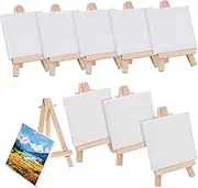Wooden Boys and Girls Mini Oil Easel Set 12 Sets Canvas Painting Easel Art Supply for Boys and Girls