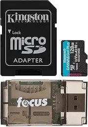 Kingston 128GB MicroSDXC Canvas Go Plus Memory Card Bundle with High Speed Card Reader (2 Items)