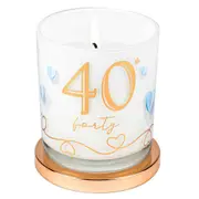 40th Candle Vanilla scented Smell 45hr Burn Time 9 x 8cm Keepsake Gift Set