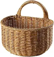 Hanging Basket,Woven Wall Baskets Hanging Storage Basket,Basket Small Woven Storage Basket,Handle Decorative Basket for Home Office Organizing (E)