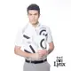 【Lynx Golf】男款吸排抗UV合身版Lynx英文圖樣短袖立領POLO衫/高爾夫球衫-白色