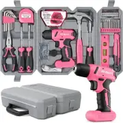 Hi-Spec 57pc Pink USB Electric Drill Driver & Tool Kit Set With Variable Speed