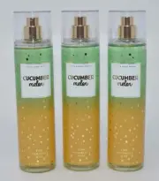 3 NEW BATH & BODY WORKS CUCUMBER MELON FINE FRAGRANCE MIST BODY SPRAY 8 OZ LARGE
