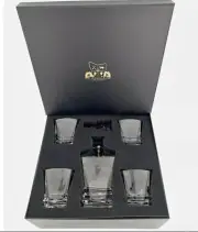Van Daemon Crystal Glass Whisky Decanter 750ml Four Glasses 300ml Whiskey Set