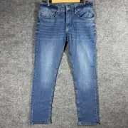 Buffalo David Bitton Jeans Mens 34x32 Blue Ash-X Slim Stretch Whisker Wash Denim