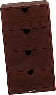 jojofuny 4-layer Solid Wood Storage Box Desktop Storage Organizing Box for Home Decor Office