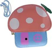 [DEARMAMY] 1pc Cute Cartoon Crossbody Purse Mushroom Change Bag for Stylish Coin Bag Shoulder for Storage of Coins Snacks and Items Light Blue