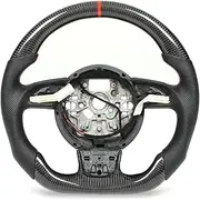 Heated Steering Wheel, Carbon Fiber Leather Wheel, Compatible with C7 4G S6 S7 2011 to 2018, Perforated Steering Wheel Replacement Assembly