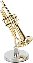 1 Set Miniature Gilded Trumpet Model with Base Western Instrument Simulation Decor for Music Lovers for Home Decoration and Photography Props