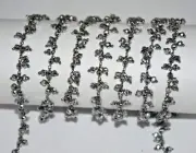3mm Silver pyrite faceted beads rosary chain, bulk beaded jewelry making chain