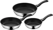 [WMF] 3-Piece Frying pan, Coated Frying pan with Handle, Diameter 20/24/28 cm, Devil Cromargan Frying pan with Stainless Steel Handle, Stainless Ceramic Suitable for Induction cookers and Hand wash.