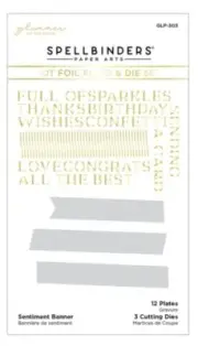 Spellbinders Glimmer Sentiment Banner GLP-303 - 12 Hot Foil Plates 3 Dies, NEW