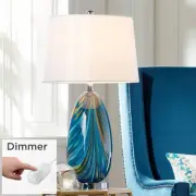 Possini Euro Pablo 27" Modern Blue Art Glass Table Lamp with Dimmer