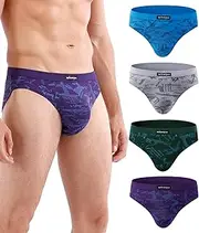[wirarpa] Men's Modal Briefs Underwear Soft Microfibre Underpants No Front Silky Touch Slips Covered Waistband Multipack