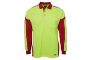 JB's Mens Arm Panel Hi-vis Polo Work Shirt 6AP4L - Lime/Red