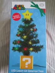 Super Mario Compact 10" Tall Pre-Lit LED Light-Up Desktop Christmas Tree