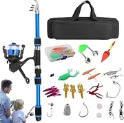 Kids Fishing Pole - Childrens Fishing Pole for Casting,Tackle Starter Set with Spin Reel and Storage Bag, Youth Introductory Set for Beginners Junior Anglers