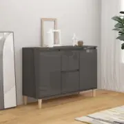 NNEVL Sideboard High Gloss Grey 103.5x35x70 cm Chipboard