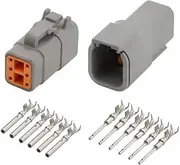 1 / DTM 6pin Connector DTM06-6S Male Female Auto Waterproof Connector Automotive Sealed Plug DTM04-6P(Army Green,20 Sets_6P)