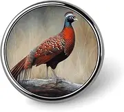 [FZMVSQH] Red Pheasant Printed Round Button Pin Badges Metal Pinback Buttons 1 Inch Pins for Hat Shirt Clothing Bags Decoration, Circular, Aluminum