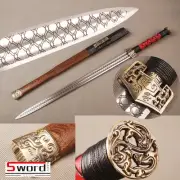 Chinese Han Dynasty sword carbon steel Rosewood scabbard pattern engraved blade