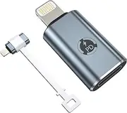 TechMatte USB C Female to Lightning Male Charging Adapter for iPhone, with E-Mark IC Anti-Lost Holder, Support PD Fast Charging, Not Support Headphones/Audio/OTG (1 Pack)