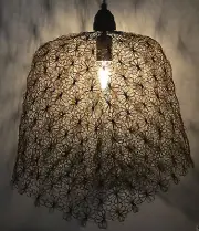 Industrial Retro Vintage Style Wire Cage Pendant Light Shade- Rust Flowers