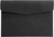 [GLigeT] File Folder A4 Leather File Folder Simple Big Capacity Document Bag Fashion Briefcase Data Contract Bill File Bag Office Paper Organizer File Expanding(Black)