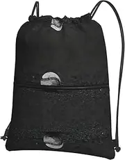 EdWal Baseball Print Drawstring Backpack Gym Bags Sports Bags With Zipper Pocket For Travel Beach, Black, One Size