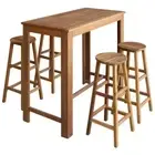 Bar Table and Stool Set 5 Pieces Solid Acacia Wood