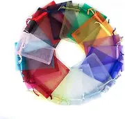 NICESTREET 40pcs colorful Sheer Organza Bags，lot 10 Colors Mixed Organza Bags, mixed Color Jewelry Packaging Bags, Wedding Drawstring Pouches 10x15cm，Jewelry Drawstring Pouches for Wedding Party Christmas Favor Gift Bags (40pcs-PURE-Color mixing)