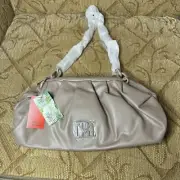 Badgley Mischka NWT Handbag ~ Wrapped Frame Clutch~ Chain Strap~ Taupe Purse