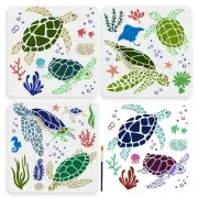 MAYJOYDIY 3pcs Sea Turtle Stencil 11.8×11.8inch Large Sea Creature Stencils