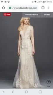 Champagne/Ivory wedding dress, Size 4, Altered, Never Worn, With Tags