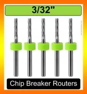 3/32" 2.4mm Router Bits Chip Breaker Solid Carbide 5 Pieces 1/8" Shank R167